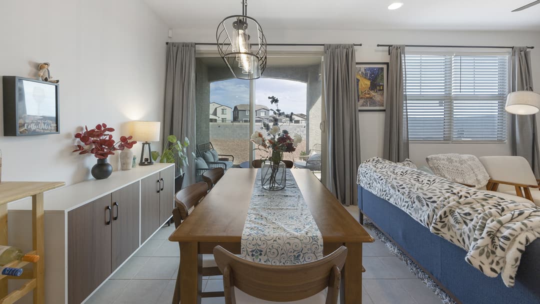 Inviting dining area with a large table perfect for social meals